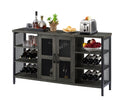 Industrial Wine Bar Cabinet, Liquor Storage Credenza, Sideboard With Wine Racks & Stemware Holder Dark Grey, 55.12''W X 13.78''D X 30.31'' H Dark Gray Particle Board