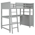 Twin Size Loft Bed With Drawers And Desk, Wooden Loft Bed With Shelves Gray Old Sku: Lt001530Aae Gray Solid Wood