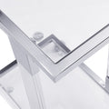 Chrome Glass Side Table, Acrylic End Table, Glass Top C Shape Square Table With Metal Base For Living Room, Bedroom, Balcony Home And Office Chrome Glass Iron