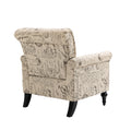 Mid Century Modern Accent Chair, Linen Armchair W Tufted Back Wood Legs, Upholstered Lounge Arm Chair Single Sofa For Living Room Bedroom, Beige Beige Foam Linen