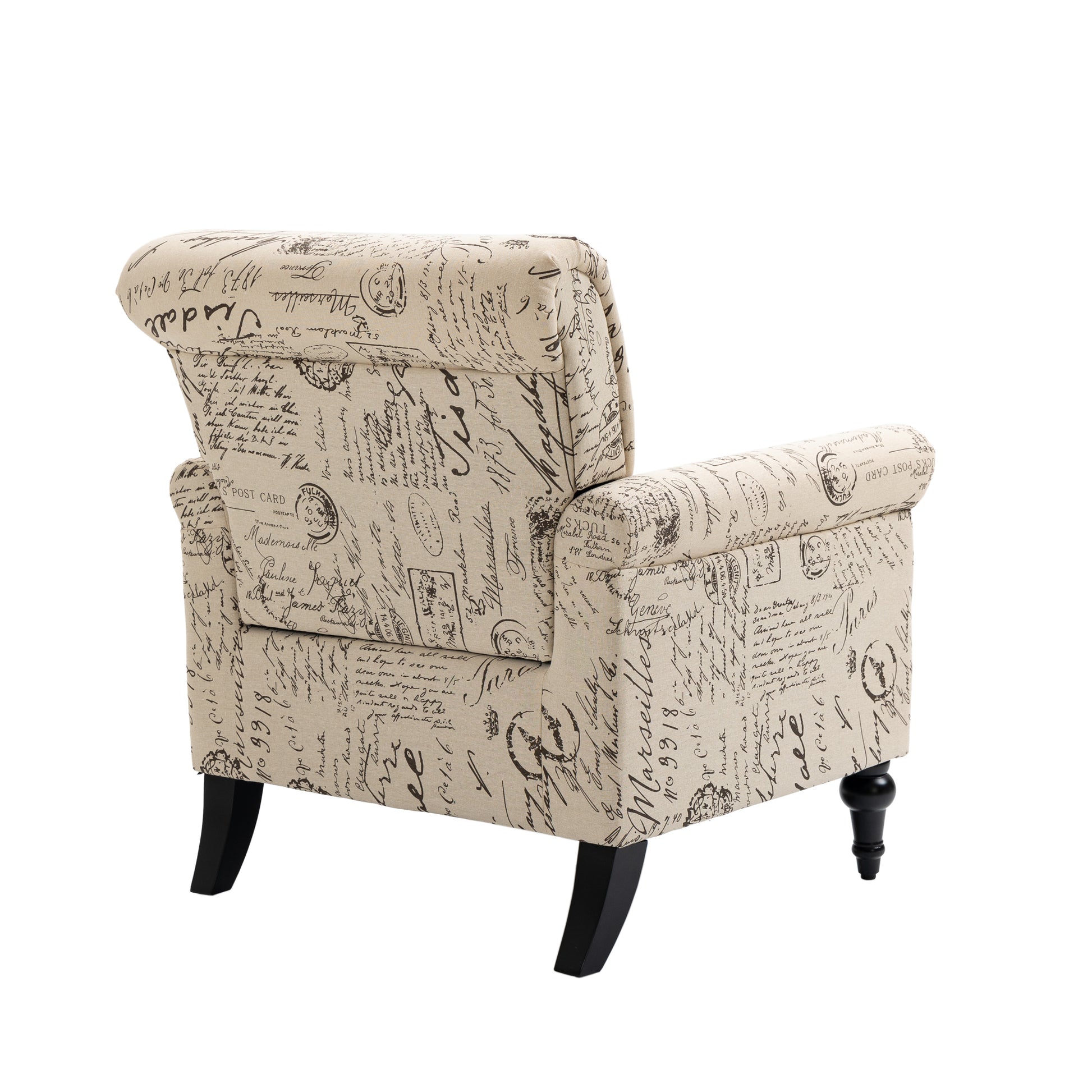 Mid Century Modern Accent Chair, Linen Armchair W Tufted Back Wood Legs, Upholstered Lounge Arm Chair Single Sofa For Living Room Bedroom, Beige Beige Foam Linen