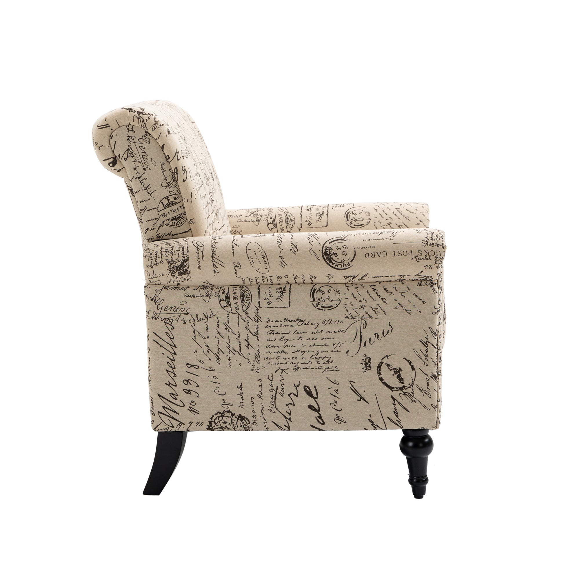 Mid Century Modern Accent Chair, Linen Armchair W Tufted Back Wood Legs, Upholstered Lounge Arm Chair Single Sofa For Living Room Bedroom, Beige Beige Foam Linen
