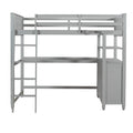 Twin Size Loft Bed With Drawers And Desk, Wooden Loft Bed With Shelves Gray Old Sku: Lt001530Aae Gray Solid Wood