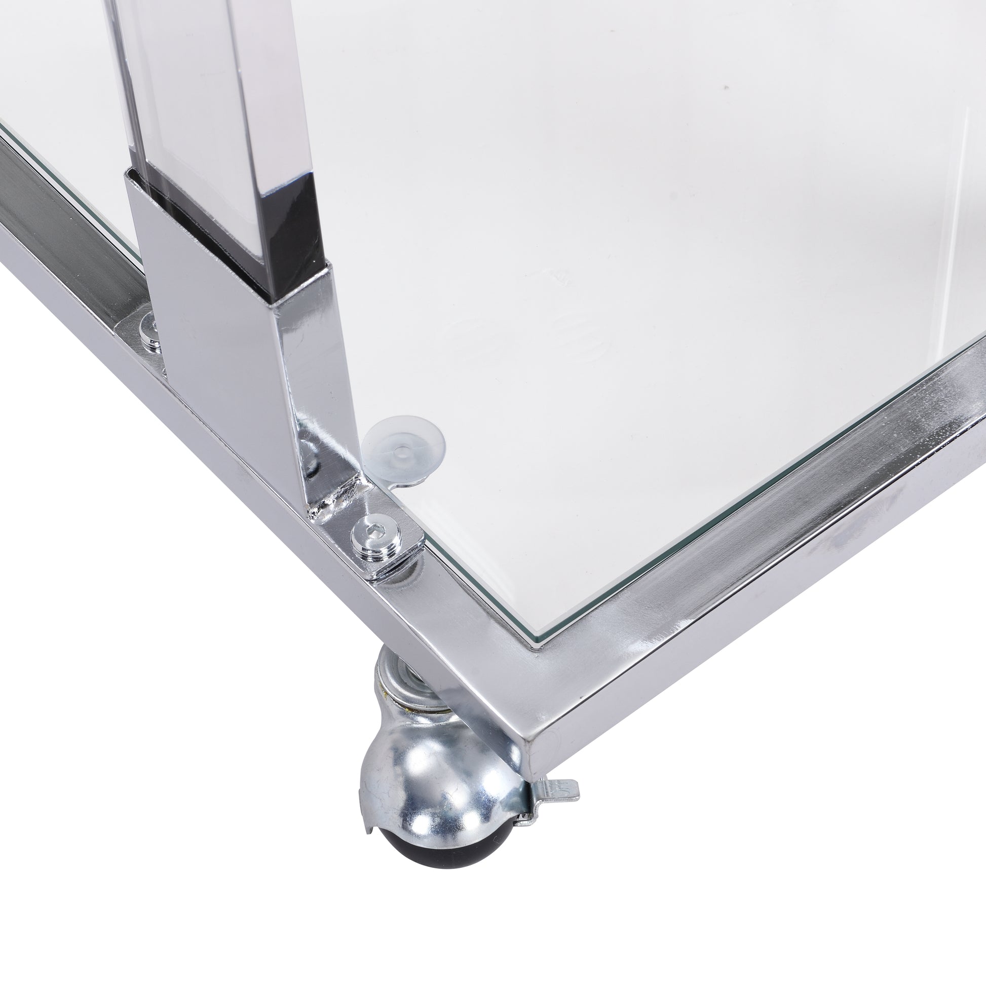 Chrome Glass Side Table, Acrylic End Table, Glass Top C Shape Square Table With Metal Base For Living Room, Bedroom, Balcony Home And Office Chrome Glass Iron