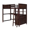 Twin Size Loft Bed With Drawers And Desk, Wooden Loft Bed With Shelves Espresso Old Sku: Lt001530Aap Espresso Solid Wood