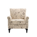 Mid Century Modern Accent Chair, Linen Armchair W Tufted Back Wood Legs, Upholstered Lounge Arm Chair Single Sofa For Living Room Bedroom, Beige Beige Foam Linen