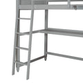 Twin Size Loft Bed With Drawers And Desk, Wooden Loft Bed With Shelves Gray Old Sku: Lt001530Aae Gray Solid Wood