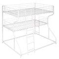 Full Xl Over Twin Xl Over Queen Size Triple Bunk Bed With Long And Short Ladder,White Box Spring Not Required White Metal Bedroom Bunk Metal