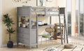 Twin Size Loft Bed With Drawers And Desk, Wooden Loft Bed With Shelves Gray Old Sku: Lt001530Aae Gray Solid Wood