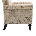 Mid Century Modern Accent Chair, Linen Armchair W Tufted Back Wood Legs, Upholstered Lounge Arm Chair Single Sofa For Living Room Bedroom, Beige Beige Foam Linen
