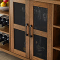 Industrial Wine Bar Cabinet, Liquor Storage Credenza, Sideboard With Wine Racks & Stemware Holder Hazelnut Brown, 55.12''W X 13.78''D X 30.31'' H Brown Oak Particle Board