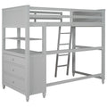 Twin Size Loft Bed With Drawers And Desk, Wooden Loft Bed With Shelves Gray Old Sku: Lt001530Aae Gray Solid Wood