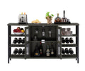 Industrial Wine Bar Cabinet, Liquor Storage Credenza, Sideboard With Wine Racks & Stemware Holder Dark Grey, 55.12''W X 13.78''D X 30.31'' H Dark Gray Particle Board