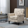 Mid Century Modern Accent Chair, Linen Armchair W Tufted Back Wood Legs, Upholstered Lounge Arm Chair Single Sofa For Living Room Bedroom, Beige Beige Foam Linen