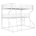 Full Xl Over Twin Xl Over Queen Size Triple Bunk Bed With Long And Short Ladder,White Box Spring Not Required White Metal Bedroom Bunk Metal