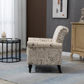 Mid Century Modern Accent Chair, Linen Armchair W Tufted Back Wood Legs, Upholstered Lounge Arm Chair Single Sofa For Living Room Bedroom, Beige Beige Foam Linen