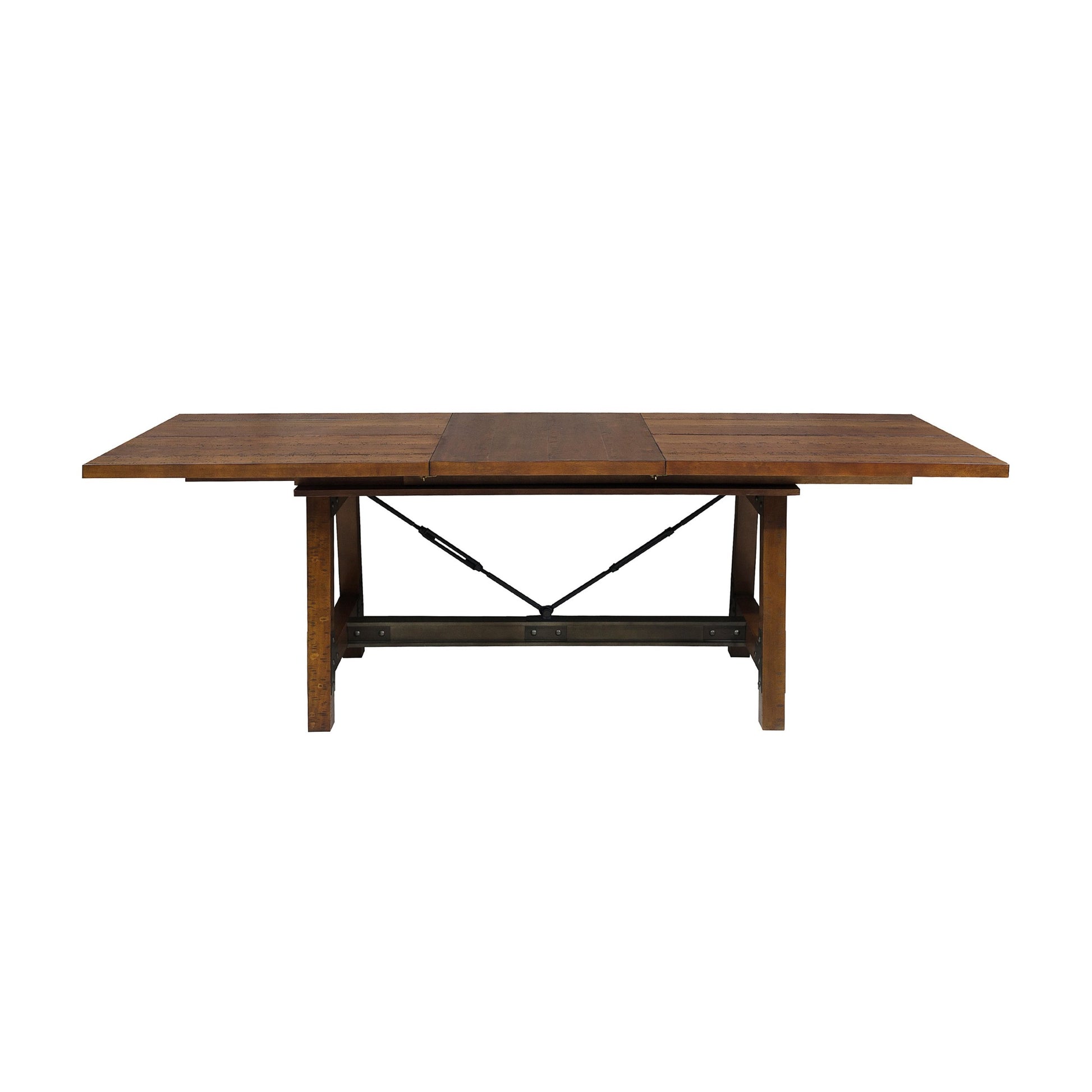 Unique Look Wood Framing 1Pc Dining Table W Extension Leaf Industrial Design Casual Dining Furniture Brown Mix Dining Room Industrial,Rustic Wood