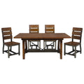 Unique Look Wood Framing 1Pc Dining Table W Extension Leaf Industrial Design Casual Dining Furniture Brown Mix Dining Room Industrial,Rustic Wood