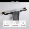 5 Pieces Bathroom Hardware Accessories Set Towel Bar Set Wall Mounted,Stainless Steel Black Gold Stainless Steel