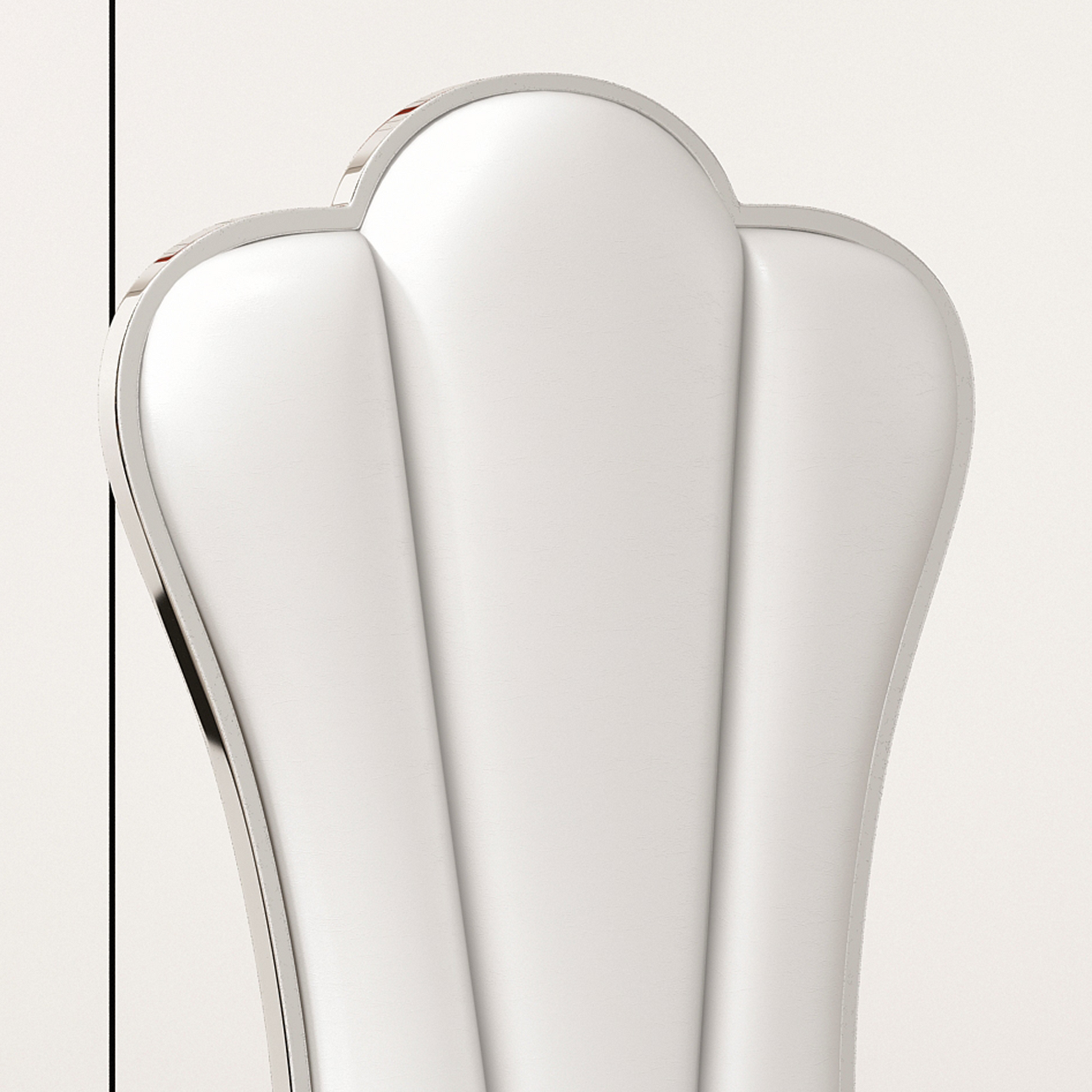 Moderndining Chairs Set Of 2, Unique Backrest Design With Stripe Armless Chair White Silver Leather