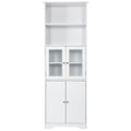 White Tall Storage Cabinet With Shelves And Doors For Bathroom, Kitchen And Living Room, Mdf Board White Mdf