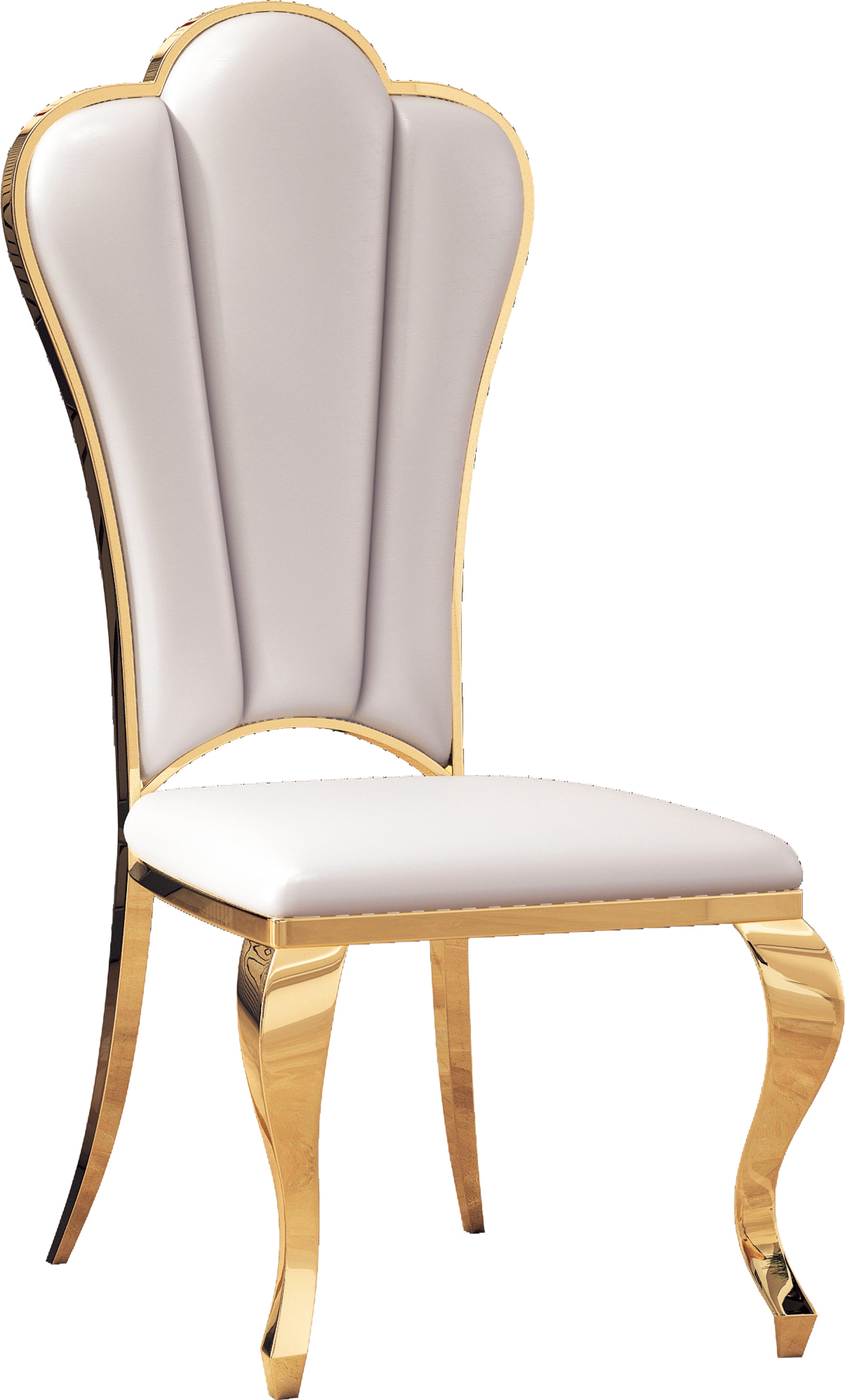 Moderndining Chairs Set Of 2, Unique Backrest Design With Stripe Armless Chair White Pu Leather