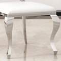 Moderndining Chairs Set Of 2, Unique Backrest Design With Stripe Armless Chair White Silver Leather