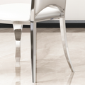 Moderndining Chairs Set Of 2, Unique Backrest Design With Stripe Armless Chair White Silver Leather