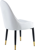 Modern Leather Dining Chair Set Of 2, Upholstered Accent Dining Chair, Legs With Black Plastic Tube Plug White Leather