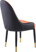 Modern Leather Dining Chair Set Of 2, Upholstered Accent Dining Chair, Legs With Black Plastic Tube Plug Orange Leather