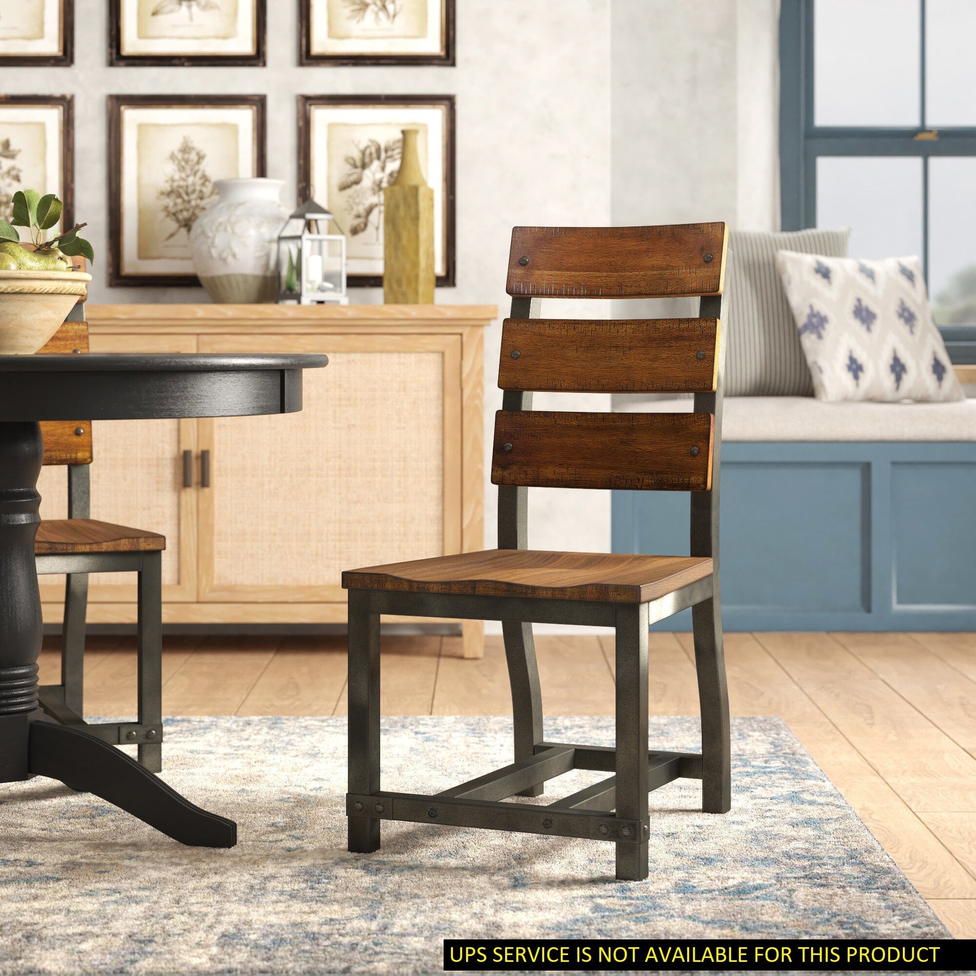 Unique Look Wood Framing Side Chairs 2Pc Set Rustic Brown And Gunmetal Finish Industrial Design Casual Dining Furniture Brown Mix Dining Room Industrial,Rustic Wood