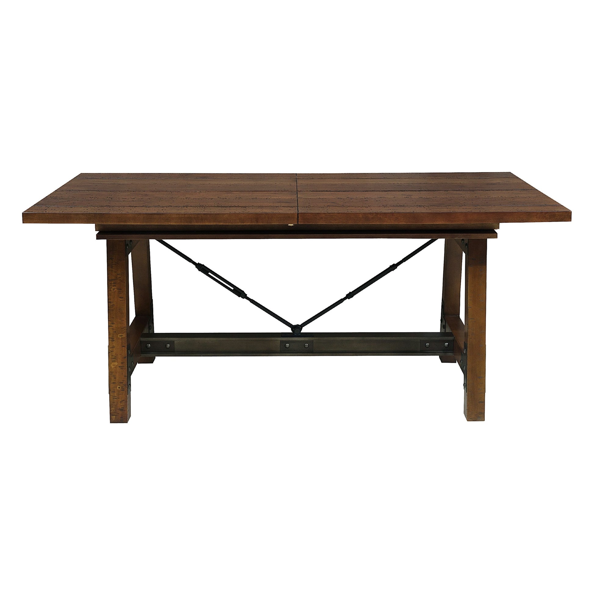 Unique Look Wood Framing 1Pc Dining Table W Extension Leaf Industrial Design Casual Dining Furniture Brown Mix Dining Room Industrial,Rustic Wood