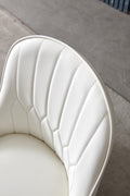 Modern Leather Dining Chair Set Of 2, Upholstered Accent Dining Chair, Legs With Black Plastic Tube Plug White Leather