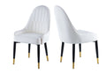 Modern Leather Dining Chair Set Of 2, Upholstered Accent Dining Chair, Legs With Black Plastic Tube Plug White Leather