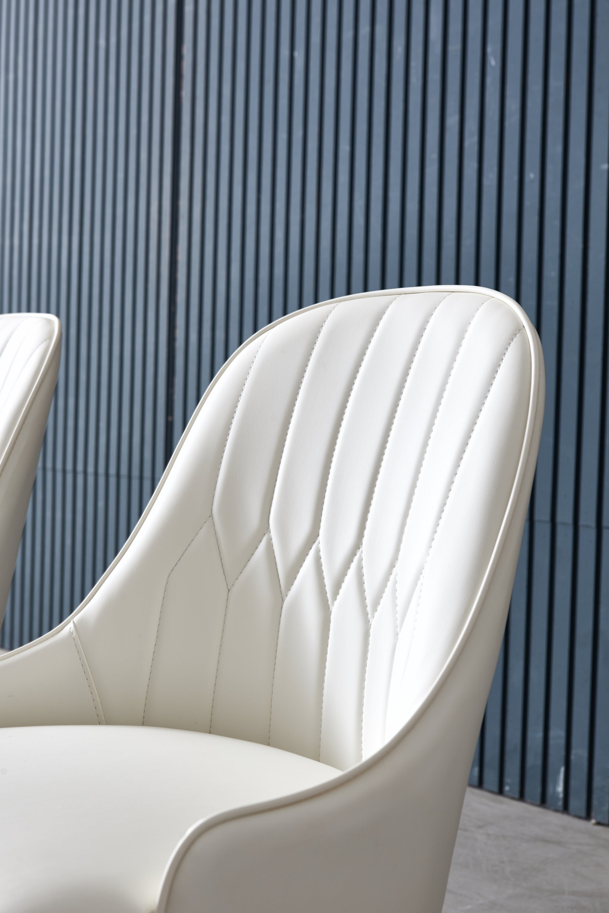 Modern Leather Dining Chair Set Of 2, Upholstered Accent Dining Chair, Legs With Black Plastic Tube Plug White Leather