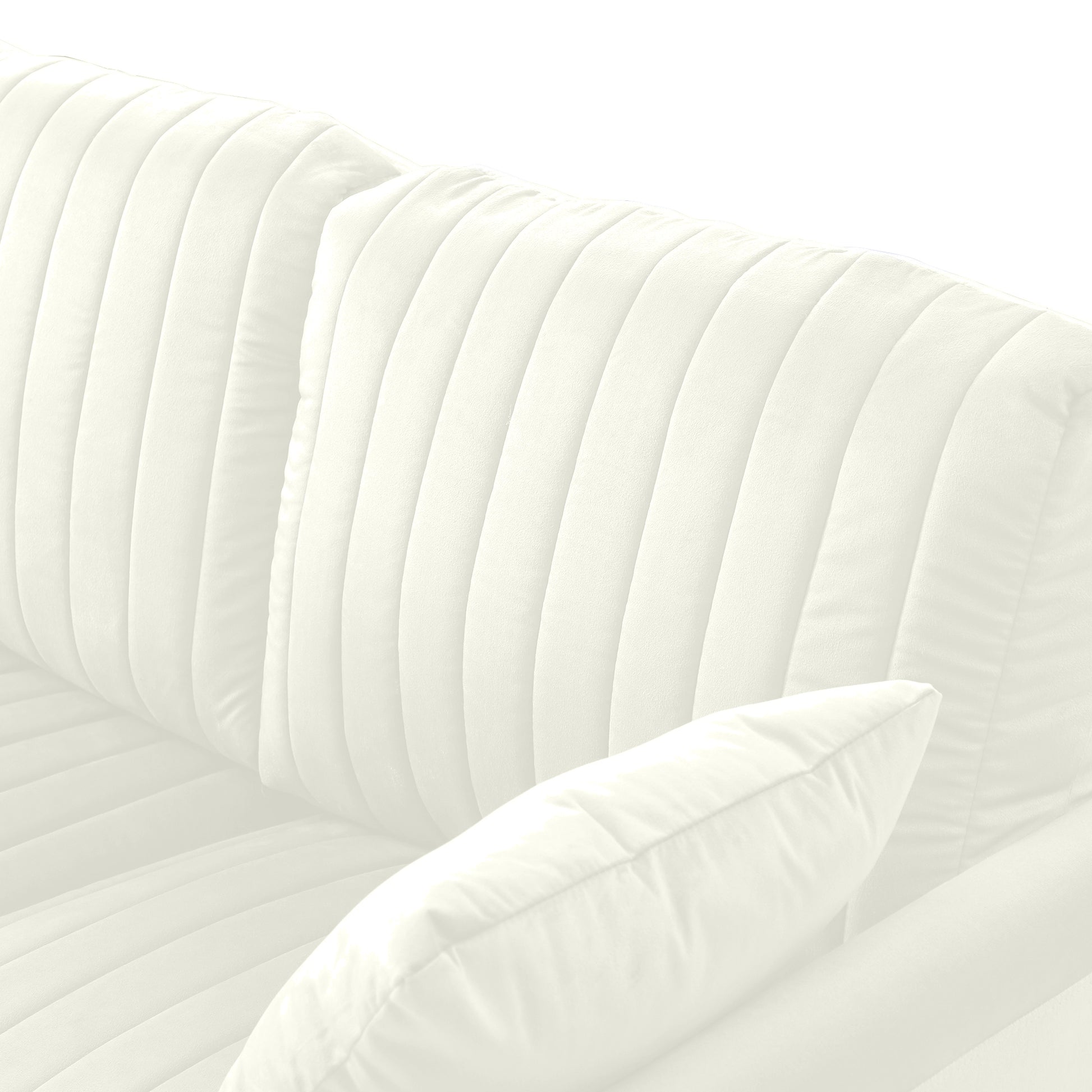 Mid Century Modern Velvet Fabric Accent Chair Armchair For Living Room Bedroom Channel Tufted Upholstered Comfortable Cream Color Reading Armchair Beige Foam Velvet