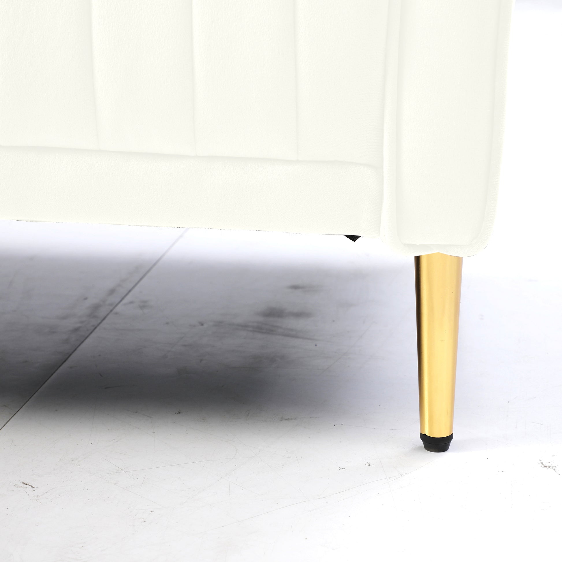 L Shaped Sectional Sofa Couch With Velvet Fabric, Reversible Sectional Sofa Couch For Small Space, Cream Color Cream Foam Velvet