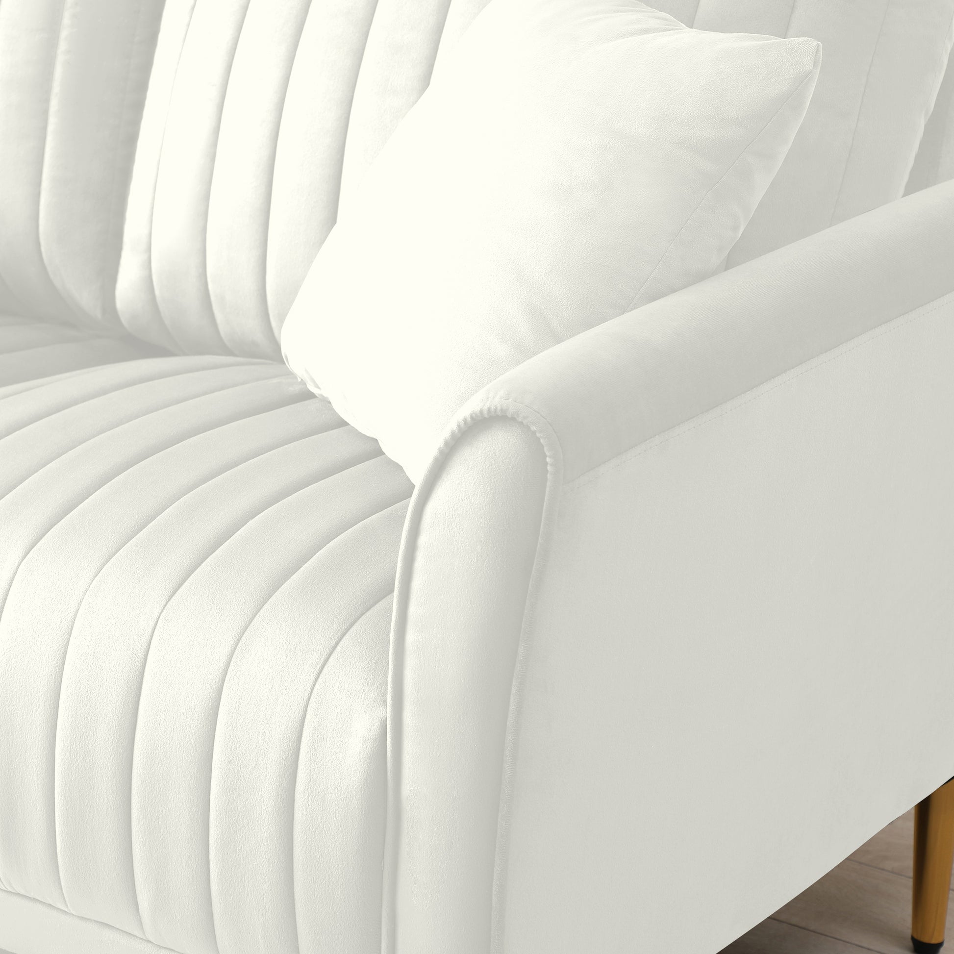 Mid Century Modern Velvet Fabric Accent Chair Armchair For Living Room Bedroom Channel Tufted Upholstered Comfortable Cream Color Reading Armchair Beige Foam Velvet