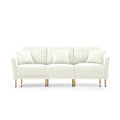 Modern Upholstered Sofa 3 Seater Couches And 2 Set Of 2 Seater Couchses For Living Room Sectional Sofas W Throw Pillows And Gold Metal Legs, Cream Velvet Cream Foam Velvet