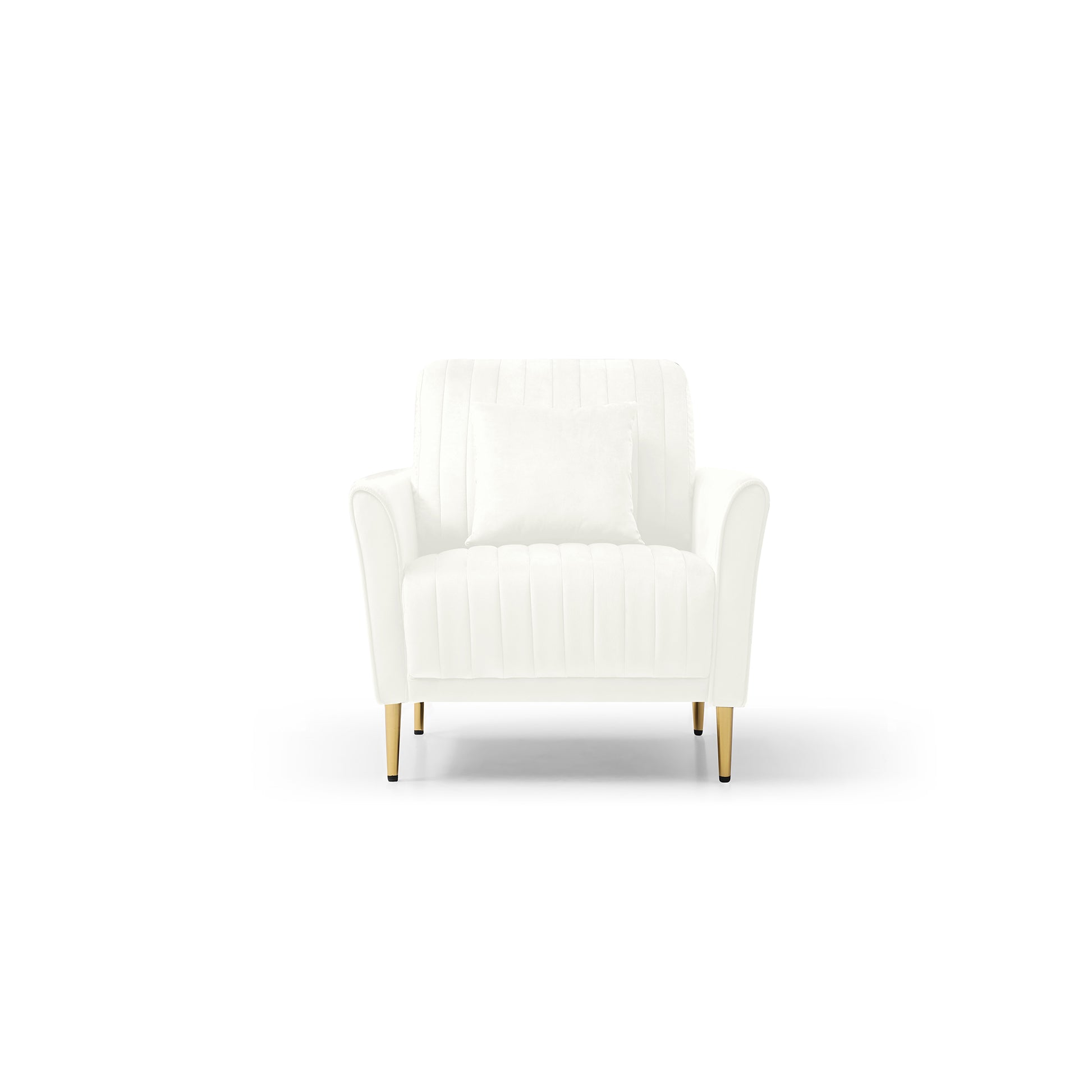 Mid Century Modern Velvet Fabric Accent Chair Armchair For Living Room Bedroom Channel Tufted Upholstered Comfortable Cream Color Reading Armchair Beige Foam Velvet