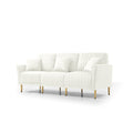 L Shaped Sectional Sofa Couch With Velvet Fabric, Reversible Sectional Sofa Couch For Small Space, Cream Color Cream Foam Velvet