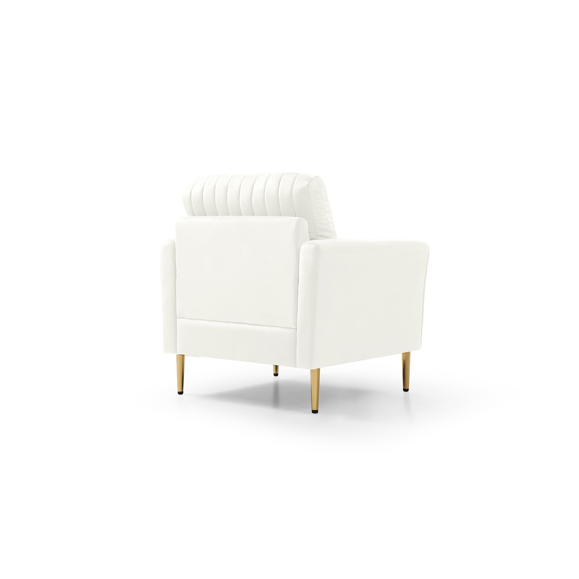 Mid Century Modern Velvet Fabric Accent Chair Armchair For Living Room Bedroom Channel Tufted Upholstered Comfortable Cream Color Reading Armchair Beige Foam Velvet