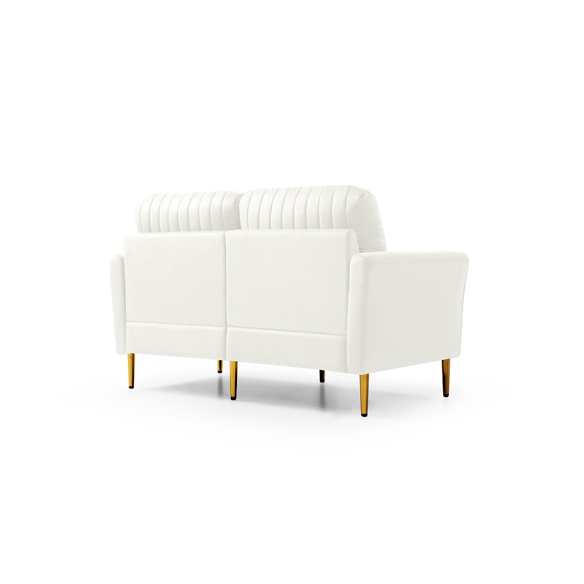 Set Of 2 Couches 2 Piece Cream Velvet Upholstered Living Room Sofa Set, Including 2 Seater Sofa And Loveseat With Four Throw Pillows And Metal Legs Cream Foam Velvet