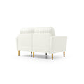 Cream White 2 Seater Loveseat Sofa Couch W Pillows And Metal Legs, Upholstered Modern Beautiful Seats Furniture For Bedroom, Office, Small Space, Apartment Cream Foam Velvet