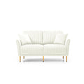 Living Room Sofa Set Of 3, Loveseat Sofa Couch And Comfy Accent Arm Chair W Pillows, Metal Legs, Upholstered Modern Furniture For Bedroom, Office, Small Space, Apartment Cream White Cream Foam Velvet