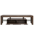 Fashiontvstandtvcabinet,Entertainmentcenter,Tvstationtv Console,Media Console,With Ledlight Belt,Light Belt Remote Control,Toughenedglassshelf,Metal Handle,Canbeplaced In The Living Room,Bedroom,Brown Brown Primary Living Space 60 69 Inches Foam Particle