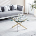 Modern Round Tempered Glass Coffee Table With Stainless Steel Legs Gold Glass