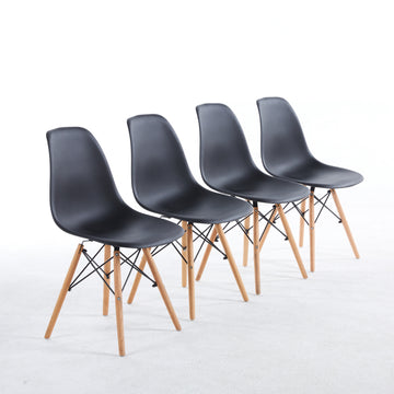 Black Chair,Set Of 4,Kd Leg,Plastic Seat Matt Black Plastic