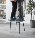 Black And Gray Sennit Chair,Set Of 4,Dining Chair,Coffee Chair Matt Black Metal