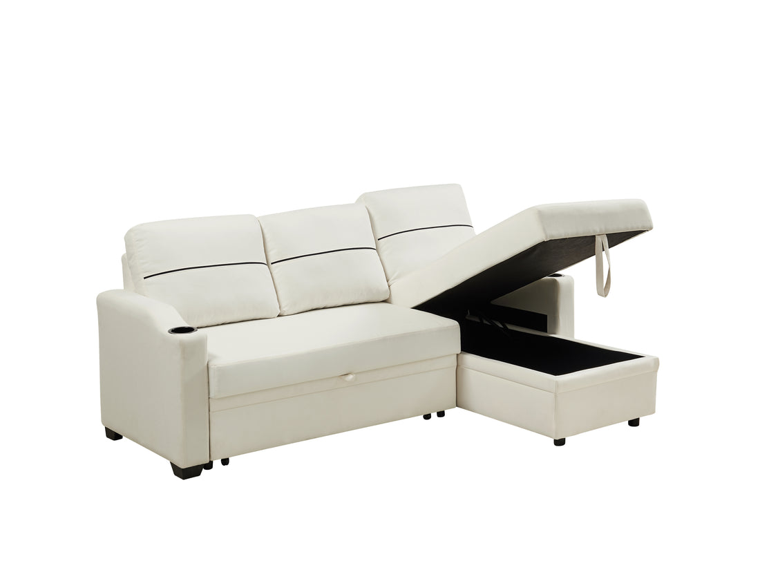 9191 Beige Broaching Storage Sofa Beige Linen